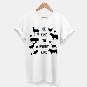 Be Kind To Every Kind Ethical Vegan T-Shirt (Unisex)-Vegan Apparel, Vegan Clothing, Vegan T Shirt, BC3001-Vegan Outfitters-X-Small-White-Vegan Outfitters