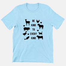 Load image into Gallery viewer, Be Kind To Every Kind Kids T-Shirt (Unisex)-Vegan Apparel, Vegan Clothing, Vegan Kids Shirt, Mini Creator-Vegan Outfitters-3-4 Years-Pastel Blue-Vegan Outfitters
