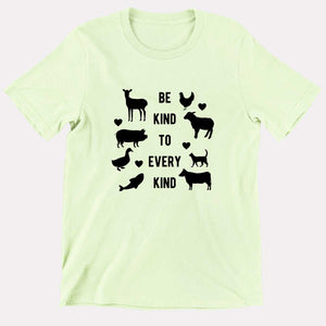 Be Kind To Every Kind Kids T-Shirt (Unisex)-Vegan Apparel, Vegan Clothing, Vegan Kids Shirt, Mini Creator-Vegan Outfitters-3-4 Years-Pastel Green-Vegan Outfitters