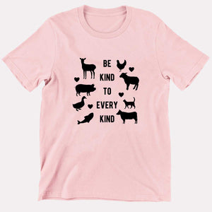 Be Kind To Every Kind Kids T-Shirt (Unisex)-Vegan Apparel, Vegan Clothing, Vegan Kids Shirt, Mini Creator-Vegan Outfitters-3-4 Years-Pastel Pink-Vegan Outfitters