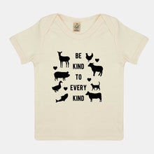 Load image into Gallery viewer, Be Kind To Every Kind Vegan Baby T-Shirt-Vegan Apparel, Vegan Clothing, Vegan Baby Shirt, EPB01-Vegan Outfitters-3-6 months-Ecru-Vegan Outfitters