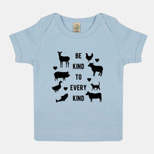 Load image into Gallery viewer, Be Kind To Every Kind Vegan Baby T-Shirt-Vegan Apparel, Vegan Clothing, Vegan Baby Shirt, EPB01-Vegan Outfitters-3-6 months-Soft Blue-Vegan Outfitters