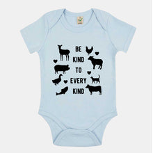 Load image into Gallery viewer, Be Kind To Every Kind Vegan Babygrow-Vegan Apparel, Vegan Clothing, Vegan Baby Onesie, EPB02-Vegan Outfitters-3-6 months-Soft Blue-Vegan Outfitters