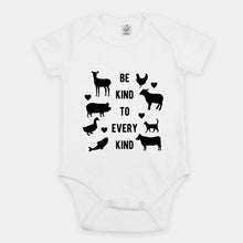 Charger l&#39;image dans la galerie, Be Kind To Every Kind Vegan Babygrow-Vegan Apparel, Vegan Clothing, Vegan Baby Onesie, EPB02-Vegan Outfitters-3-6 months-White-Vegan Outfitters
