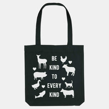 Laden Sie das Bild in den Galerie-Viewer, Be Kind To Every Kind Woven Tote Bag, Vegan Gift-Vegan Apparel, Vegan Accessories, Vegan Gift, Vegan Tote Bag-Vegan Outfitters-Black-Vegan Outfitters