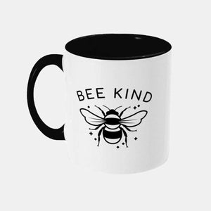 Bee Kind Vegan Mug, Vegan Gift-Vegan Apparel, Vegan Accessories, Vegan Gift, Vegan Two Tone Mug-Vegan Outfitters-Black-Vegan Outfitters