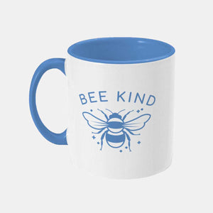 Bee Kind Vegan Mug, Vegan Gift-Vegan Apparel, Vegan Accessories, Vegan Gift, Vegan Two Tone Mug-Vegan Outfitters-Blue-Vegan Outfitters