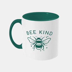 Bee Kind Vegan Mug, Vegan Gift-Vegan Apparel, Vegan Accessories, Vegan Gift, Vegan Two Tone Mug-Vegan Outfitters-Green-Vegan Outfitters