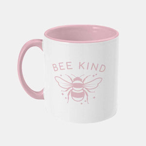 Bee Kind Vegan Mug, Vegan Gift-Vegan Apparel, Vegan Accessories, Vegan Gift, Vegan Two Tone Mug-Vegan Outfitters-Pink-Vegan Outfitters