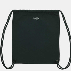 Black Organic Drawstring Bag, Vegan Gift-Vegan Apparel, Vegan Accessories, Vegan Gift, Vegan Tote Bag-Vegan Outfitters-Black-Vegan Outfitters
