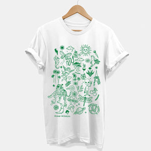 Doodle T-Shirt (Unisex)-Vegan Apparel, Vegan Clothing, Vegan T Shirt, BC3001-Vegan Outfitters-X-Small-White-Vegan Outfitters