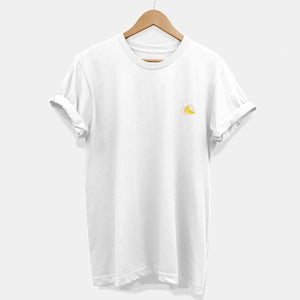 Embroidered Banana T-Shirt (Unisex)-Vegan Apparel, Vegan Clothing, Vegan T Shirt, BC3001-Vegan Outfitters-X-Small-White-Vegan Outfitters