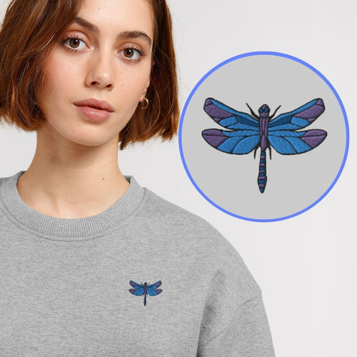 Embroidered Dragonfly Ethical Vegan Hoodie (Unisex)-Vegan Apparel, Vegan Clothing, Vegan Hoodie JH001-Vegan Outfitters-X-Small-Grey-Vegan Outfitters