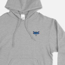 Load image into Gallery viewer, Embroidered Dragonfly Ethical Vegan Hoodie (Unisex)-Vegan Apparel, Vegan Clothing, Vegan Hoodie JH001-Vegan Outfitters-X-Small-Grey-Vegan Outfitters
