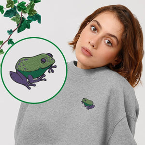 Embroidered Frog Sweatshirt (Unisex)-Vegan Apparel, Vegan Clothing, Vegan Sweatshirt, JH030-Vegan Outfitters-X-Small-Grey-Vegan Outfitters
