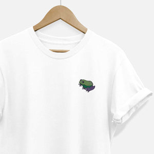 Embroidered Frog T-Shirt (Unisex)-Vegan Apparel, Vegan Clothing, Vegan T Shirt, BC3001-Vegan Outfitters-X-Small-White-Vegan Outfitters