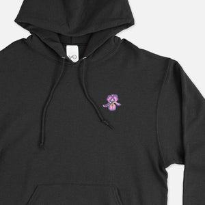 Embroidered Iris Ethical Vegan Hoodie (Unisex)-Vegan Apparel, Vegan Clothing, Vegan Hoodie JH001-Vegan Outfitters-X-Small-Black-Vegan Outfitters