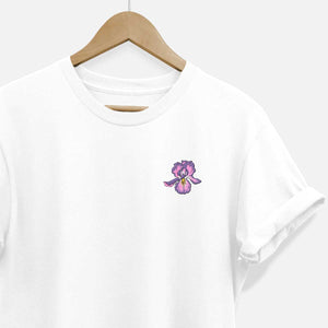 Embroidered Iris T-Shirt (Unisex)-Vegan Apparel, Vegan Clothing, Vegan T Shirt, BC3001-Vegan Outfitters-X-Small-White-Vegan Outfitters