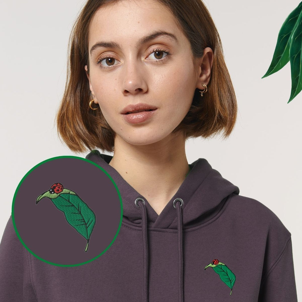 Embroidered Ladybug Ethical Vegan Hoodie (Unisex)-Vegan Apparel, Vegan Clothing, Vegan Hoodie JH001-Vegan Outfitters-X-Small-Wild Mulberry-Vegan Outfitters