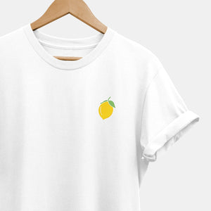 Embroidered Lemon T-Shirt (Unisex)-Vegan Apparel, Vegan Clothing, Vegan T Shirt, BC3001-Vegan Outfitters-X-Small-Black-Vegan Outfitters