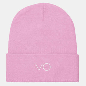 Embroidered VO Cuffed Vegan Beanie, Vegan Gift-Vegan Apparel, Vegan Accessories, Vegan Gift, Vegan Cuffed Beanie, BB45-Vegan Outfitters-Classic Pink-Vegan Outfitters