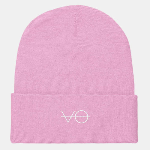 Embroidered VO Cuffed Vegan Beanie, Vegan Gift-Vegan Apparel, Vegan Accessories, Vegan Gift, Vegan Cuffed Beanie, BB45-Vegan Outfitters-Classic Pink-Vegan Outfitters