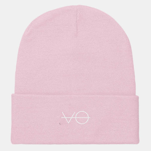 Embroidered VO Cuffed Vegan Beanie, Vegan Gift-Vegan Apparel, Vegan Accessories, Vegan Gift, Vegan Cuffed Beanie, BB45-Vegan Outfitters-Dusty Pink-Vegan Outfitters
