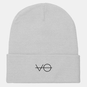 Embroidered VO Cuffed Vegan Beanie, Vegan Gift-Vegan Apparel, Vegan Accessories, Vegan Gift, Vegan Cuffed Beanie, BB45-Vegan Outfitters-Light Grey-Vegan Outfitters