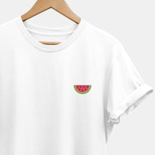 Load image into Gallery viewer, Embroidered Watermelon T-Shirt (Unisex)-Vegan Apparel, Vegan Clothing, Vegan T Shirt, BC3001-Vegan Outfitters-X-Small-Black-Vegan Outfitters