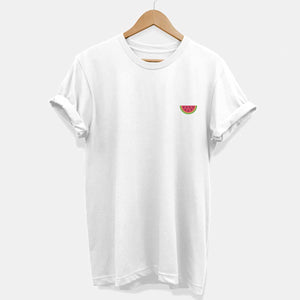 Embroidered Watermelon T-Shirt (Unisex)-Vegan Apparel, Vegan Clothing, Vegan T Shirt, BC3001-Vegan Outfitters-X-Small-White-Vegan Outfitters