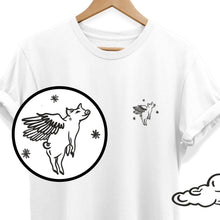 Laden Sie das Bild in den Galerie-Viewer, Flying Pig Doodle T-Shirt (Unisex)-Vegan Apparel, Vegan Clothing, Vegan T Shirt, BC3001-Vegan Outfitters-X-Small-White-Vegan Outfitters