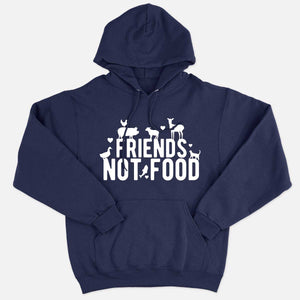 Friends Not Food Ethical Vegan Hoodie (Unisex)-Vegan Apparel, Vegan Clothing, Vegan Hoodie JH001-Vegan Outfitters-X-Small-Navy-Vegan Outfitters
