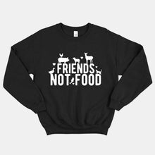 Load image into Gallery viewer, Friends Not Food Ethical Vegan Sweatshirt (Unisex)-Vegan Apparel, Vegan Clothing, Vegan Sweatshirt, JH030-Vegan Outfitters-X-Small-Black-Vegan Outfitters