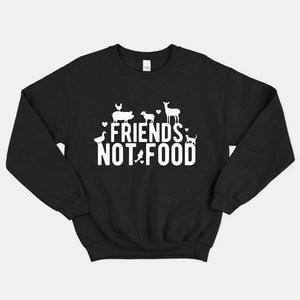 Friends Not Food Ethical Vegan Sweatshirt (Unisex)-Vegan Apparel, Vegan Clothing, Vegan Sweatshirt, JH030-Vegan Outfitters-X-Small-Black-Vegan Outfitters
