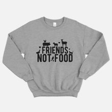 Load image into Gallery viewer, Friends Not Food Ethical Vegan Sweatshirt (Unisex)-Vegan Apparel, Vegan Clothing, Vegan Sweatshirt, JH030-Vegan Outfitters-X-Small-Grey-Vegan Outfitters