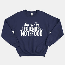 Load image into Gallery viewer, Friends Not Food Ethical Vegan Sweatshirt (Unisex)-Vegan Apparel, Vegan Clothing, Vegan Sweatshirt, JH030-Vegan Outfitters-X-Small-Navy-Vegan Outfitters