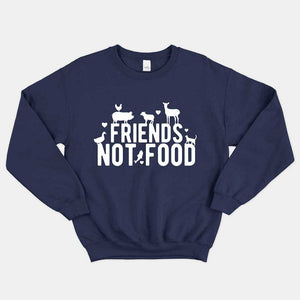 Friends Not Food Ethical Vegan Sweatshirt (Unisex)-Vegan Apparel, Vegan Clothing, Vegan Sweatshirt, JH030-Vegan Outfitters-X-Small-Navy-Vegan Outfitters