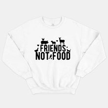 Load image into Gallery viewer, Friends Not Food Ethical Vegan Sweatshirt (Unisex)-Vegan Apparel, Vegan Clothing, Vegan Sweatshirt, JH030-Vegan Outfitters-X-Small-White-Vegan Outfitters