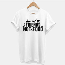 Load image into Gallery viewer, Friends Not Food Ethical Vegan T-Shirt (Unisex)-Vegan Apparel, Vegan Clothing, Vegan T Shirt, BC3001-Vegan Outfitters-X-Small-White-Vegan Outfitters