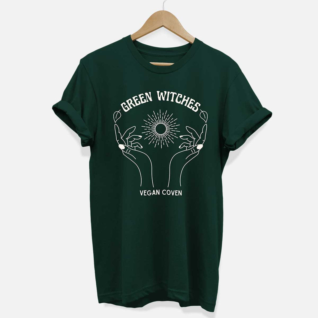 Green Witches T-Shirt (Unisex)-Vegan Apparel, Vegan Clothing, Vegan T Shirt, BC3001-Vegan Outfitters-X-Small-Forest Green-Vegan Outfitters