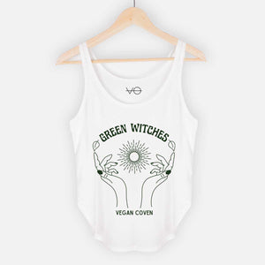Green Witches Women's Festival Tank-Vegan Apparel, Vegan Clothing, Vegan Tank Top, NL5033-Vegan Outfitters-X-Small-White-Vegan Outfitters