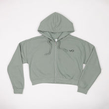 Load image into Gallery viewer, VO Embroidered 1/4 Zip Crop Hoodie