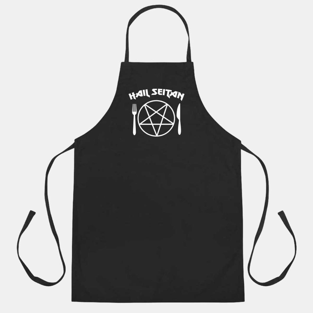 Hail Seitan Apron Vegan Apron, Vegan Gift-Vegan Apparel, Vegan Accessories, Vegan Gift, Vegan Apron, PR102-Vegan Outfitters-Black-Vegan Outfitters