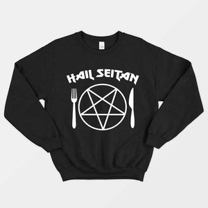 Hail Seitan Ethical Vegan Sweatshirt (Unisex)-Vegan Apparel, Vegan Clothing, Vegan Sweatshirt, JH030-Vegan Outfitters-X-Small-Black-Vegan Outfitters