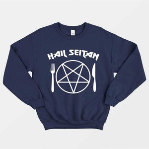Hail Seitan Ethical Vegan Sweatshirt (Unisex)-Vegan Apparel, Vegan Clothing, Vegan Sweatshirt, JH030-Vegan Outfitters-X-Small-Navy-Vegan Outfitters