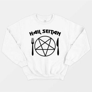 Hail Seitan Ethical Vegan Sweatshirt (Unisex)-Vegan Apparel, Vegan Clothing, Vegan Sweatshirt, JH030-Vegan Outfitters-X-Small-White-Vegan Outfitters