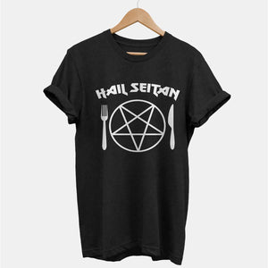 Hail Seitan Ethical Vegan T-Shirt (Unisex)-Vegan Apparel, Vegan Clothing, Vegan T Shirt, BC3001-Vegan Outfitters-X-Small-Black-Vegan Outfitters