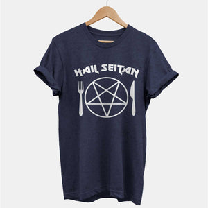 Hail Seitan Ethical Vegan T-Shirt (Unisex)-Vegan Apparel, Vegan Clothing, Vegan T Shirt, BC3001-Vegan Outfitters-X-Small-Navy-Vegan Outfitters