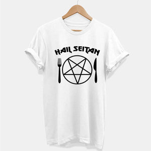 Hail Seitan Ethical Vegan T-Shirt (Unisex)-Vegan Apparel, Vegan Clothing, Vegan T Shirt, BC3001-Vegan Outfitters-X-Small-White-Vegan Outfitters