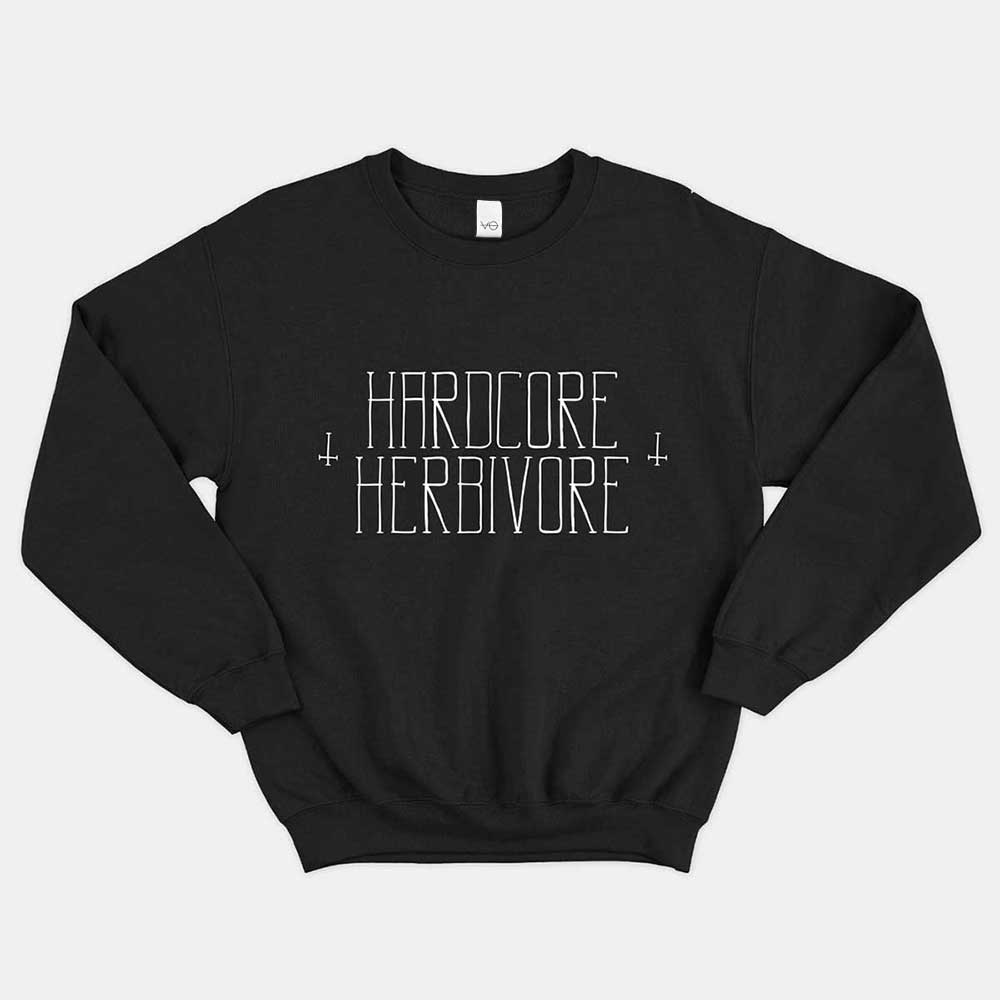 Hardcore Herbivore Ethical Vegan Sweatshirt-Vegan Apparel, Vegan Clothing, Vegan Sweatshirt, JH030-Vegan Outfitters-X-Small-Black-Vegan Outfitters